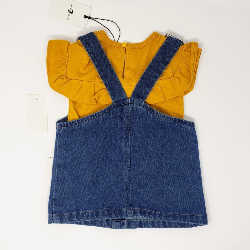7FAM Outfit Ruffle Top with Denim Jumper - Picture 2 of 12